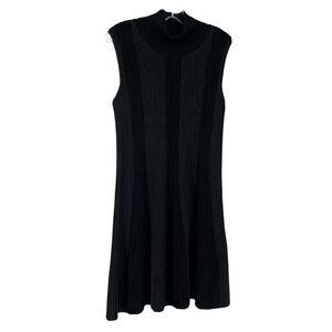 Crea Concept Dress Wool Blend Gray Accordion Pleated Mock Neck Size 40 US 8 Chic